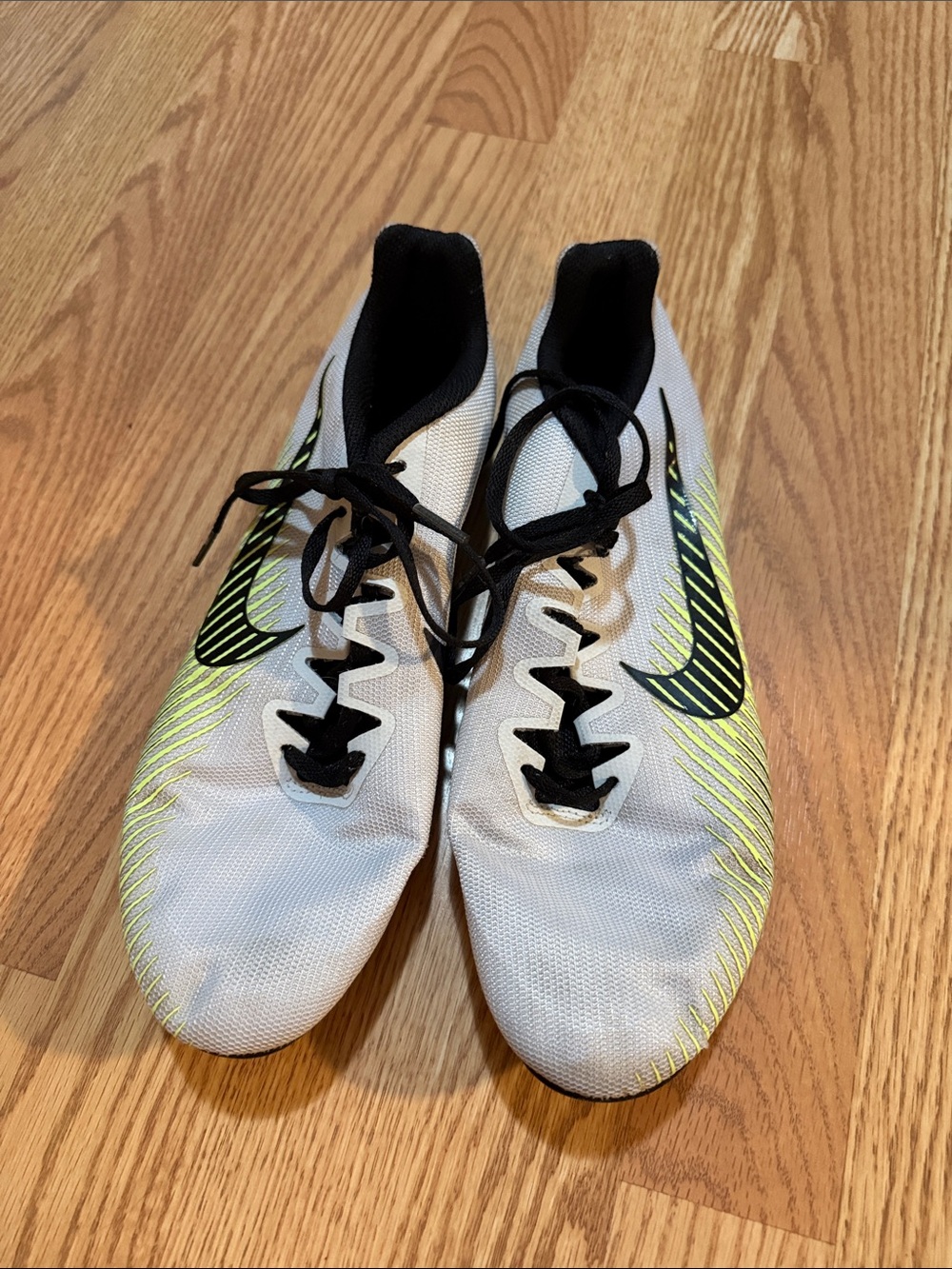 Nike White & Neon Yellow Track Spikes with Black Accents